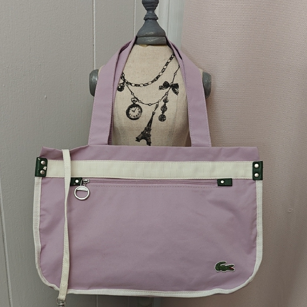Lacoste Women's Lavender and Cream Tote Bag